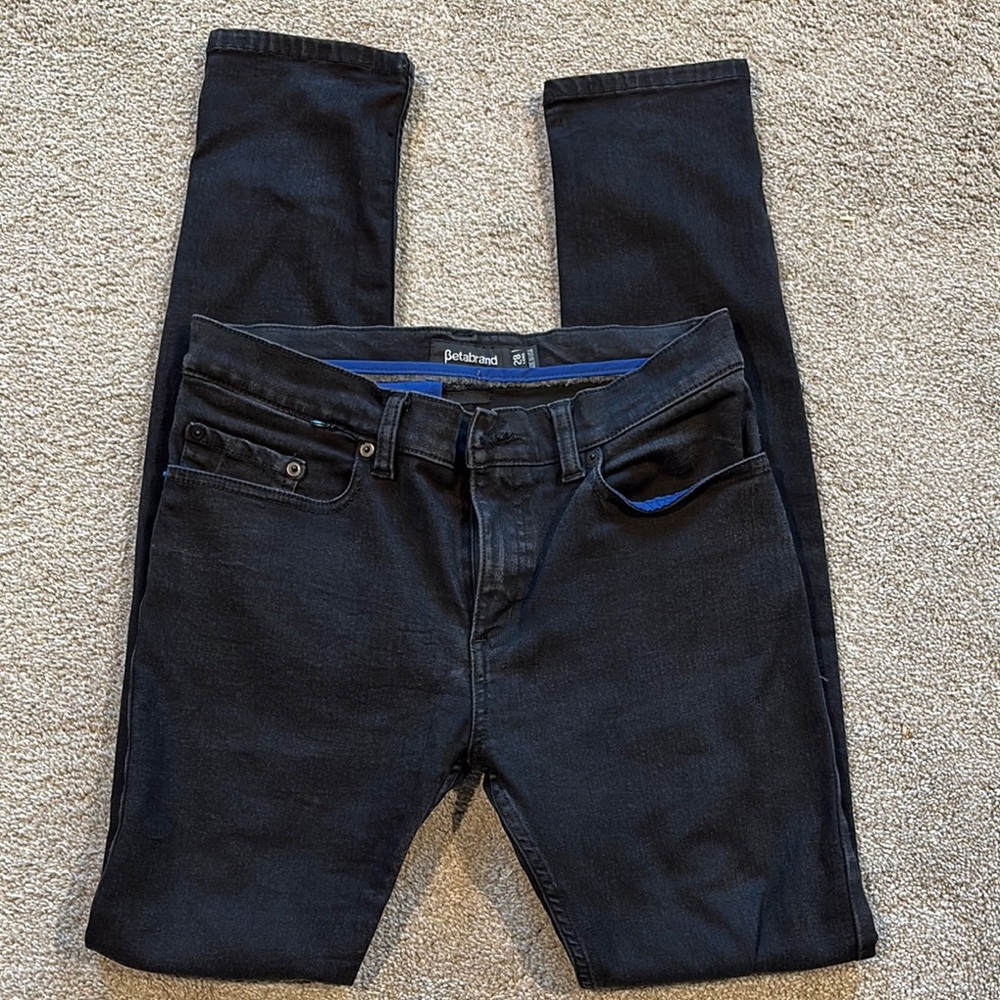Betabrand Black Skinny Jeans secret pockets Classic Style 28L